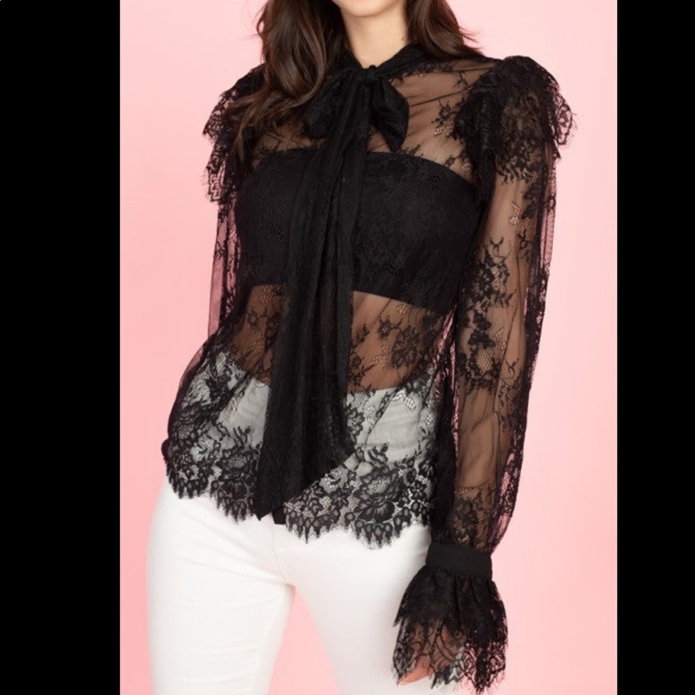 Button Down Lace Top - Picture 2 of 2